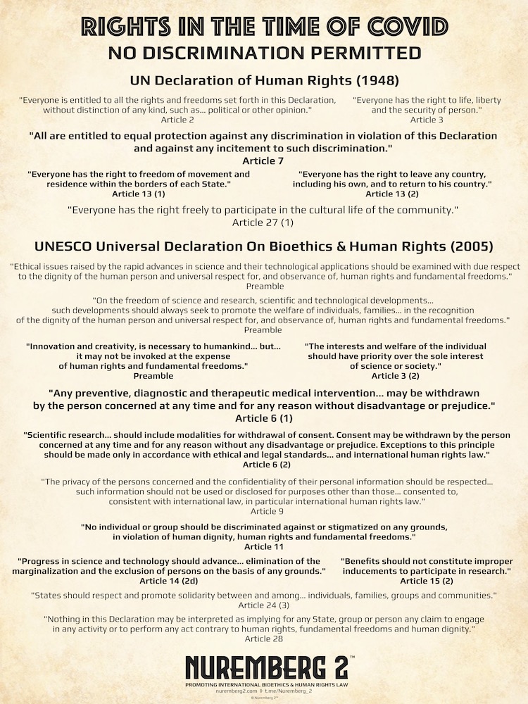 POSTER - No Discrimination Permitted (parchment). Human Rights in the Time of Covid.